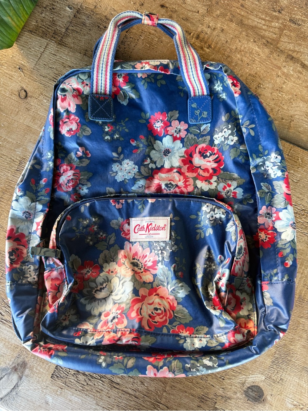 Cath Kidston Navy Floral Oilcloth Backpack with Pockets